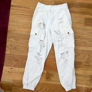 Distressed Carmar (LF) White Cargo Pants